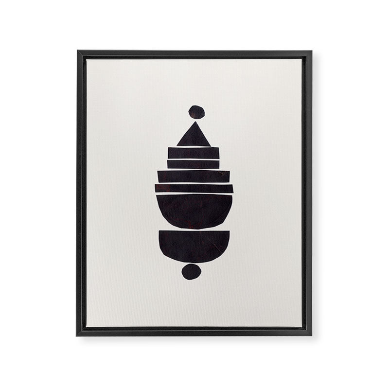 Black & White Minimalist Mid Century Paper collage Funky Black Ink Tribal Geometric by Ejaaz Haniff Framed Canvas Print Gallery Image 6