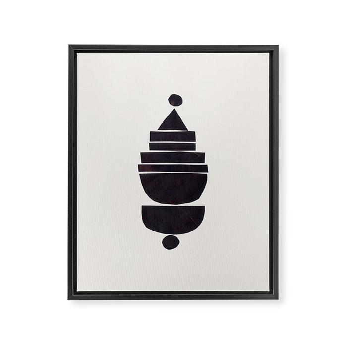 Black & White Minimalist Mid Century Paper collage Funky Black Ink Tribal Geometric by Ejaaz Haniff Framed Canvas Print Gallery Image 1