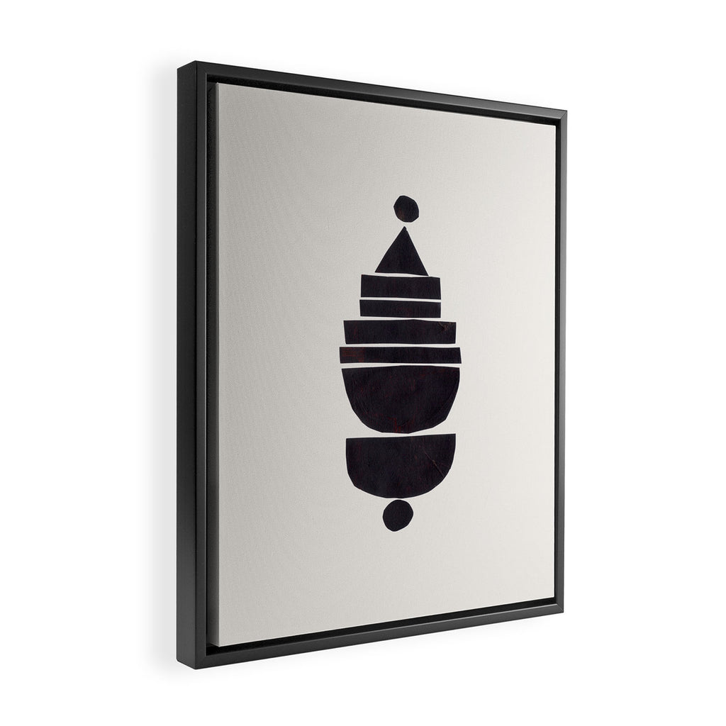 Black & White Minimalist Mid Century Paper collage Funky Black Ink Tribal Geometric by Ejaaz Haniff Framed Canvas Print Gallery Image 2