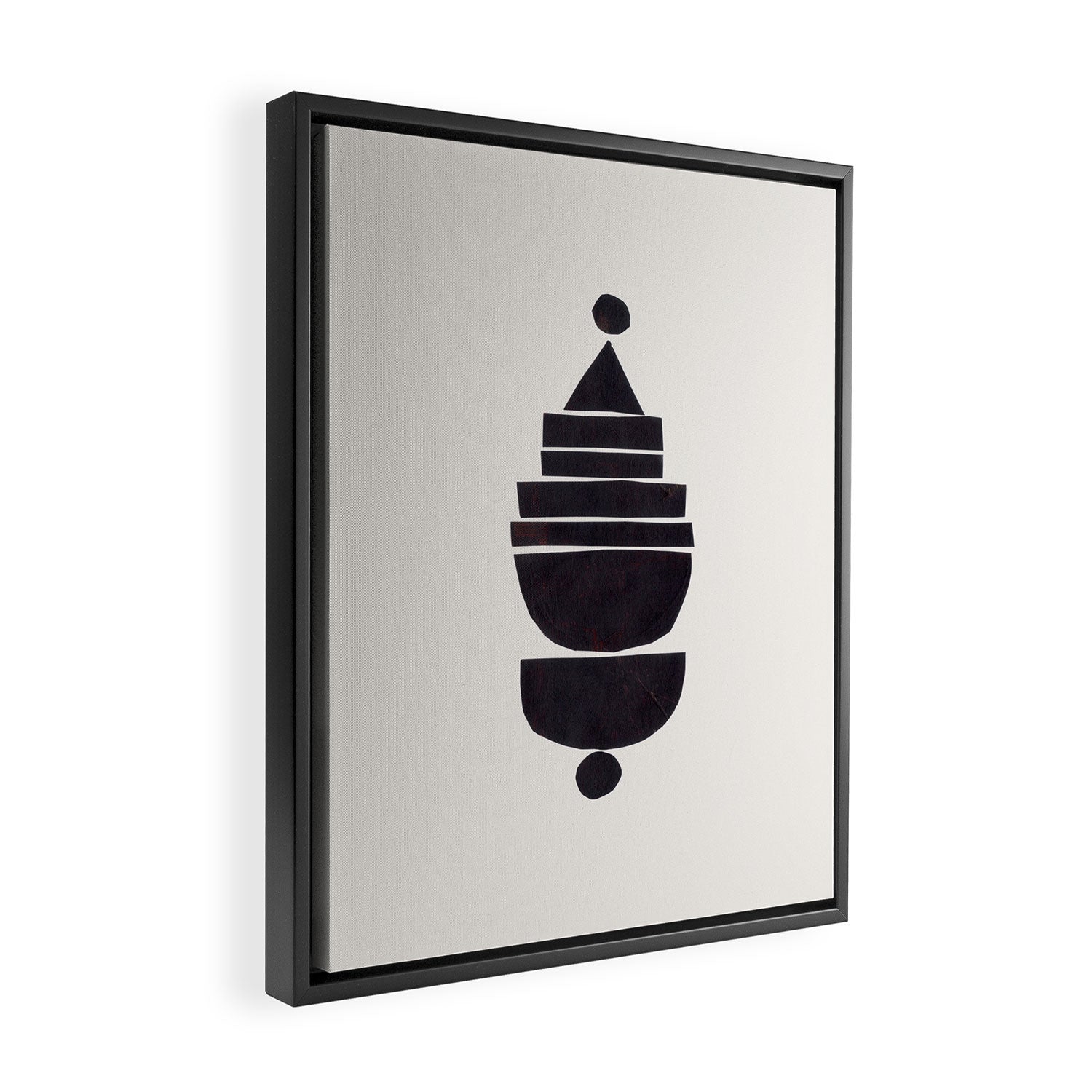 Black & White Minimalist Mid Century Paper collage Funky Black Ink Tribal Geometric by Ejaaz Haniff Framed Canvas Print Gallery Image 2