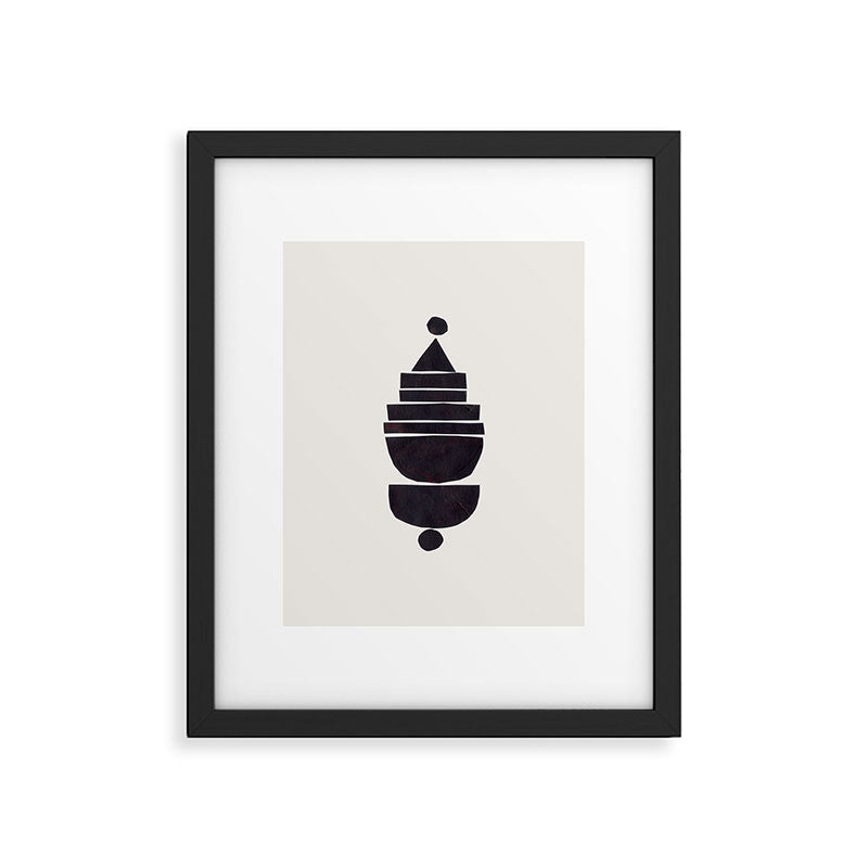 Black & White Minimalist Mid Century Paper collage Funky Black Ink Tribal Geometric by Ejaaz Haniff Framed Art Print Gallery Image 5