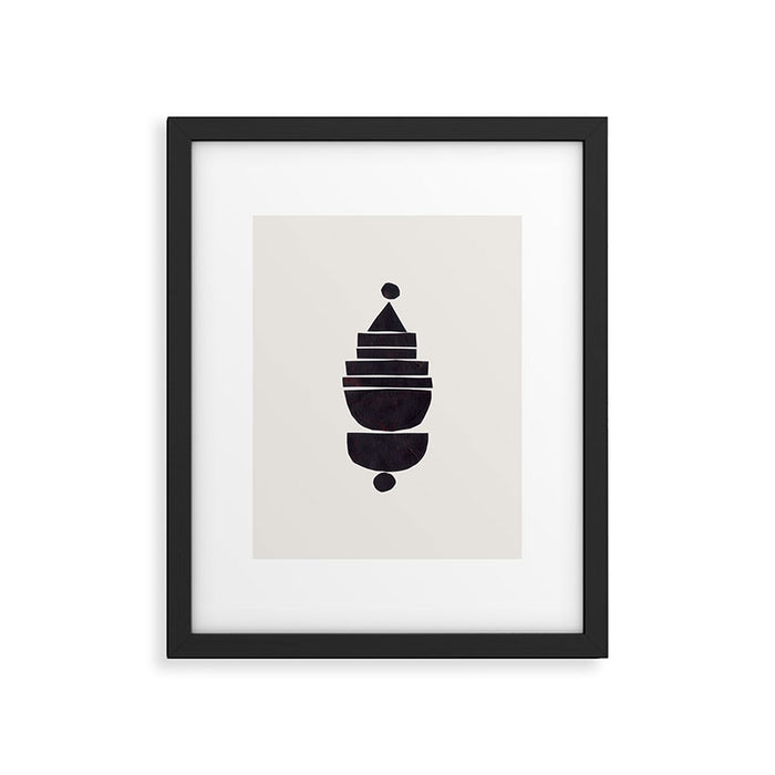 Black & White Minimalist Mid Century Paper collage Funky Black Ink Tribal Geometric by Ejaaz Haniff Framed Art Print Gallery Image 1
