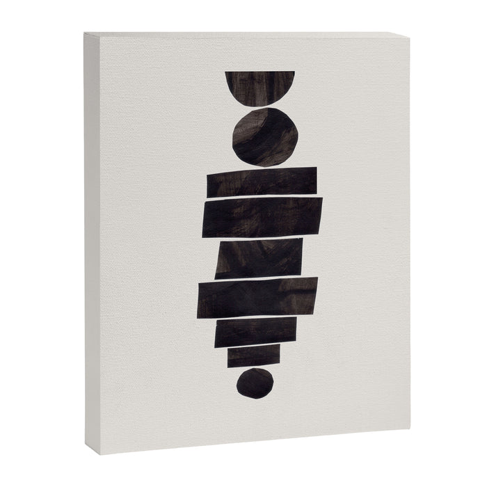 Black & White Minimalist Mid Century Paper collage Funky Black Ink Tribal Geometric by Ejaaz Haniff Canvas Print Gallery Image 1