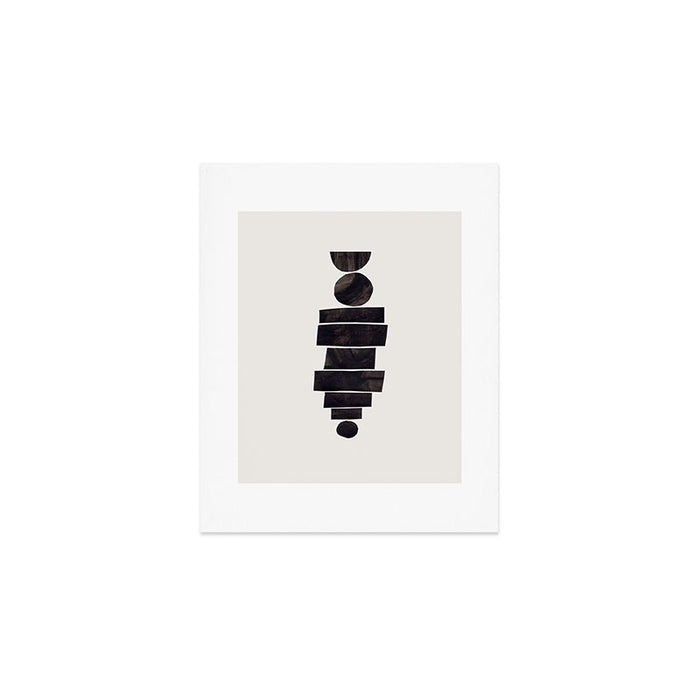 Black & White Minimalist Mid Century Paper collage Funky Black Ink Tribal Geometric by Ejaaz Haniff Art Print Gallery Image 1