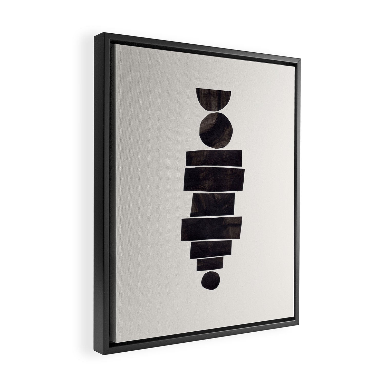 Black & White Minimalist Mid Century Paper collage Funky Black Ink Tribal Geometric by Ejaaz Haniff Framed Canvas Print Gallery Image 2