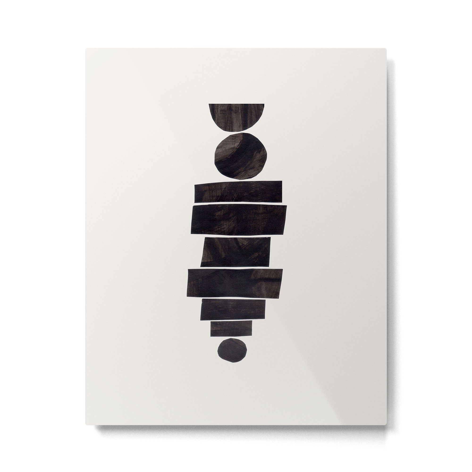 Black & White Minimalist Mid Century Paper collage Funky Black Ink Tribal Geometric by Ejaaz Haniff Metal Print Gallery Image 4
