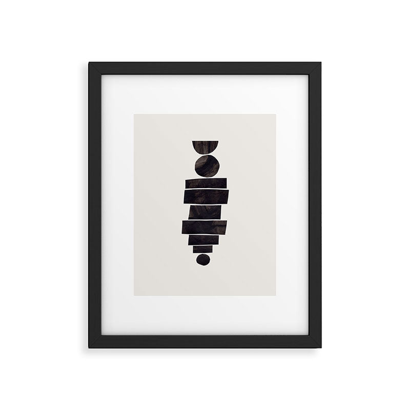 Black & White Minimalist Mid Century Paper collage Funky Black Ink Tribal Geometric by Ejaaz Haniff Framed Art Print Gallery Image 5
