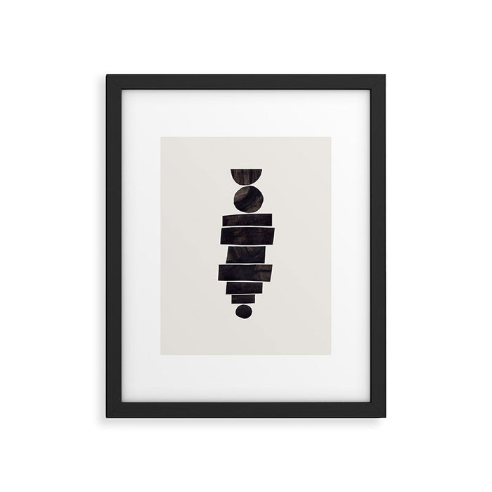 Black & White Minimalist Mid Century Paper collage Funky Black Ink Tribal Geometric by Ejaaz Haniff Framed Art Print Gallery Image 1