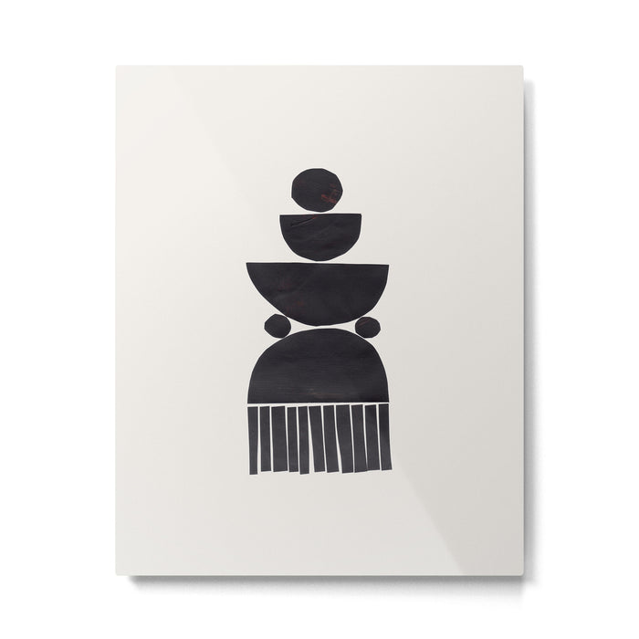 Black & White Minimalist Mid Century Paper collage Funky Black Ink Tribal Geometric by Ejaaz Haniff Metal Print Gallery Image 1