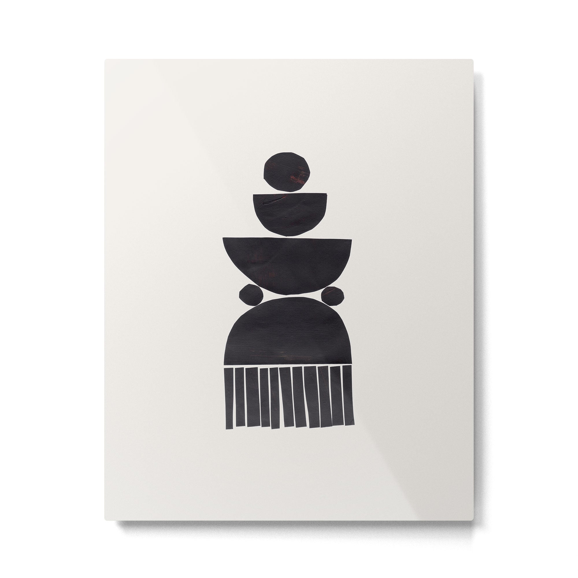Black & White Minimalist Mid Century Paper collage Funky Black Ink Tribal Geometric by Ejaaz Haniff Metal Print Gallery Image 4