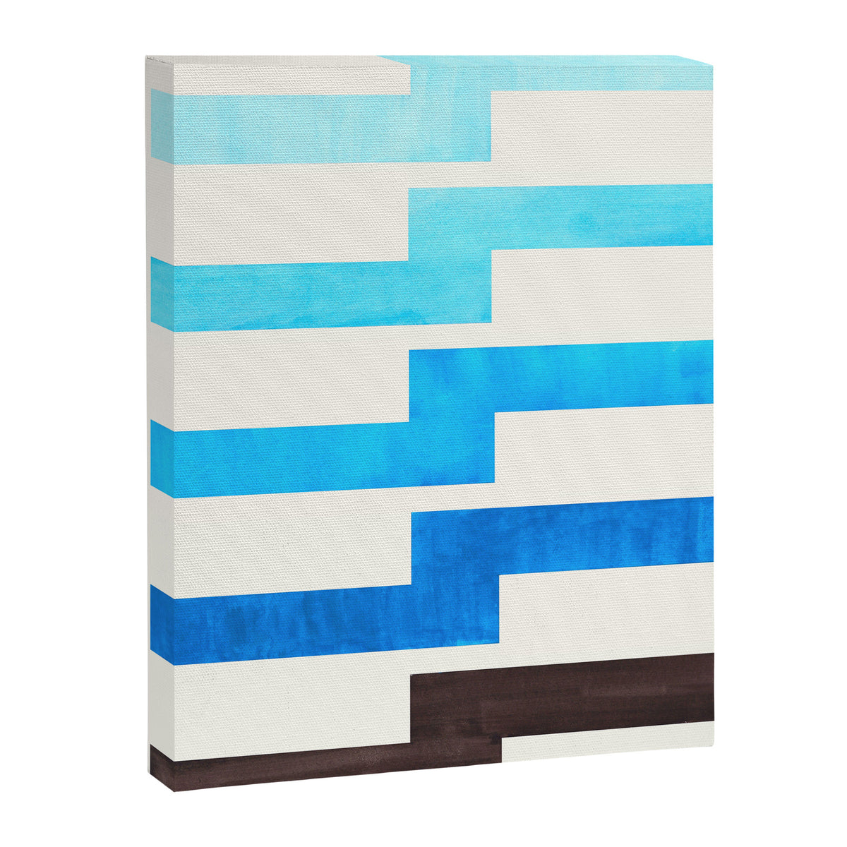 Blue Baby Blue Watercolor Minimalist Geometric Zig Zag Lightning Bolt Pattern Canvas Print Gallery Image 6