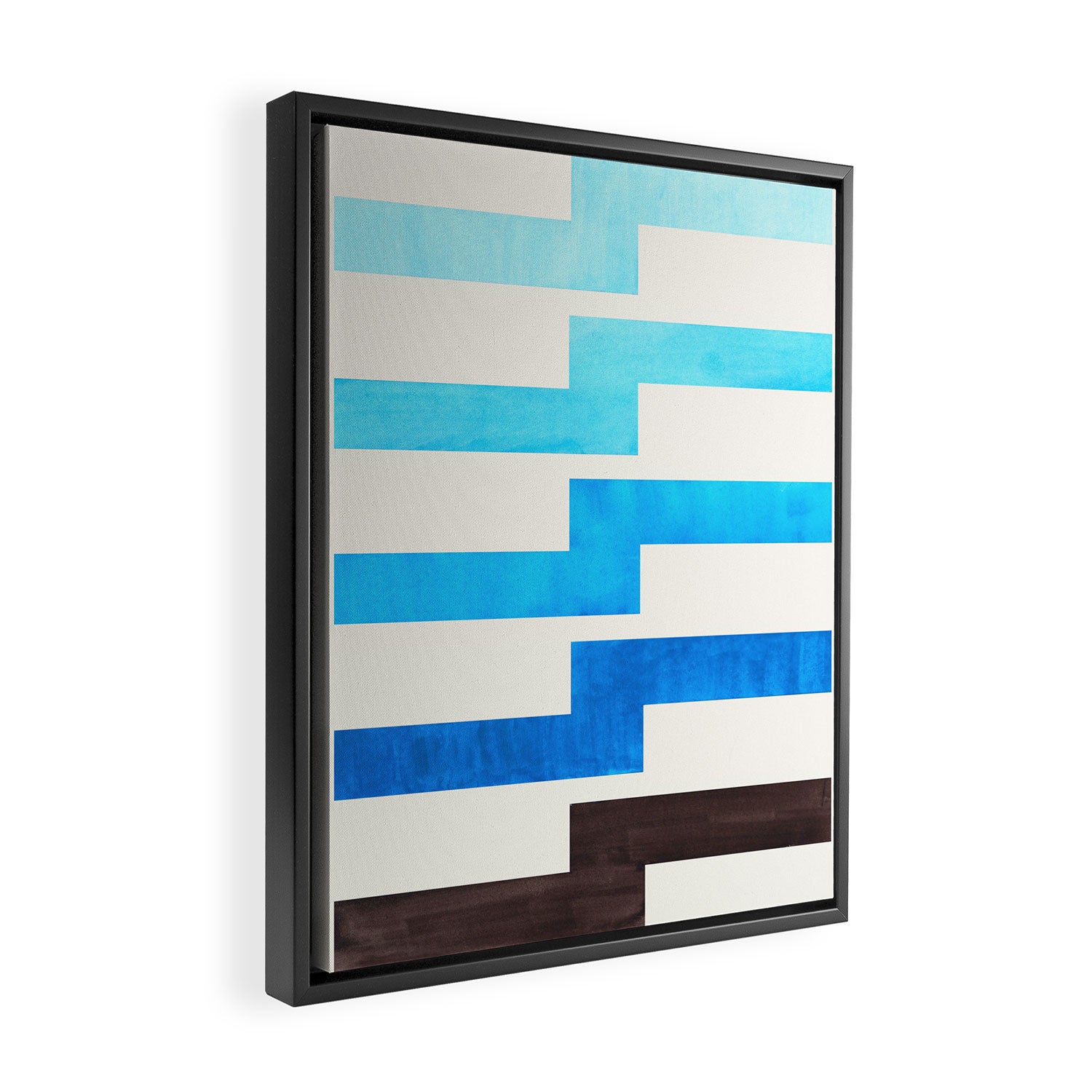 Blue Baby Blue Watercolor Minimalist Geometric Zig Zag Lightning Bolt Pattern Framed Canvas Print Gallery Image 2