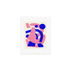 Blue Pink Fun Colorful Mid Century Modern Abstract Painting Shapes Pattern Art Print Gallery Image 1