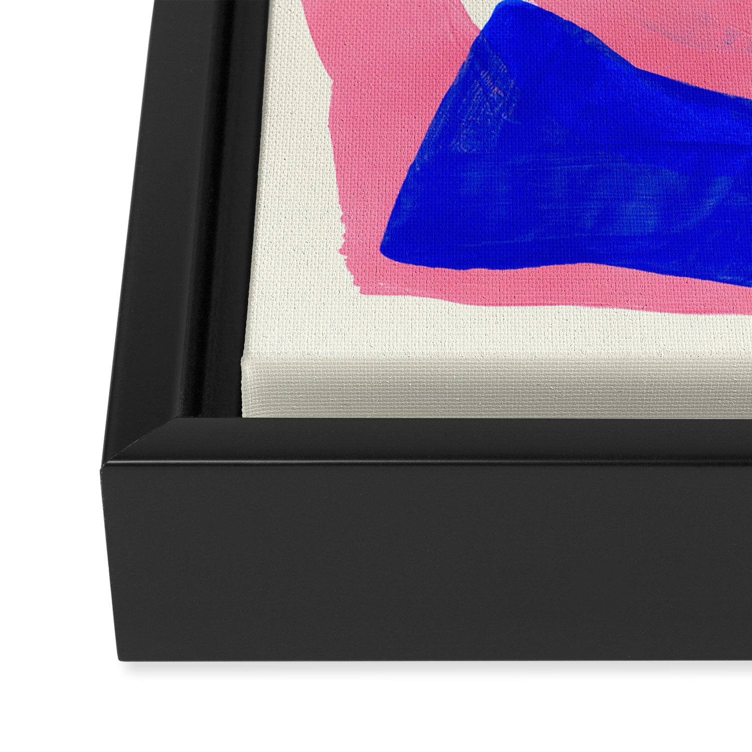 Blue Pink Fun Colorful Mid Century Modern Abstract Painting Shapes Pattern Framed Canvas Print Gallery Image 3