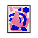 Blue Pink Fun Colorful Mid Century Modern Abstract Painting Shapes Pattern Framed Canvas Print Gallery Image 6