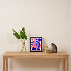 Blue Pink Fun Colorful Mid Century Modern Abstract Painting Shapes Pattern Framed Canvas Print Gallery Image 4