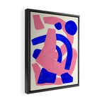 Blue Pink Fun Colorful Mid Century Modern Abstract Painting Shapes Pattern Framed Canvas Print Gallery Image 2