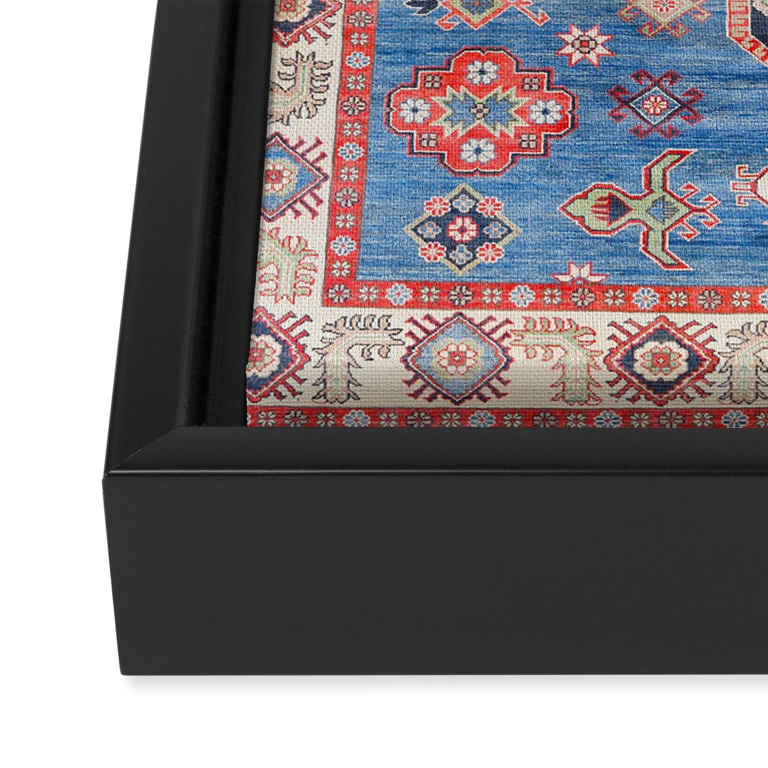 Blue Starblaze Handmade Kazak Rug Framed Canvas Print Gallery Image 3