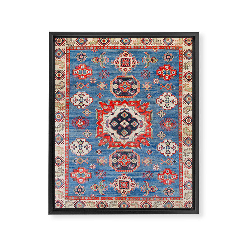 Blue Starblaze Handmade Kazak Rug Framed Canvas Print Gallery Image 6