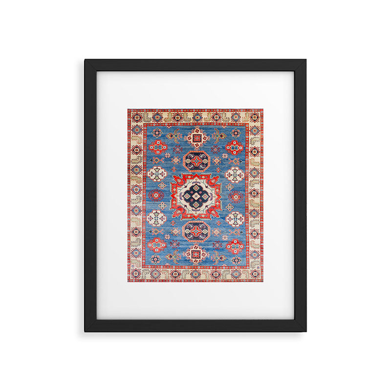 Blue Starblaze Handmade Kazak Rug Framed Art Print Gallery Image 5