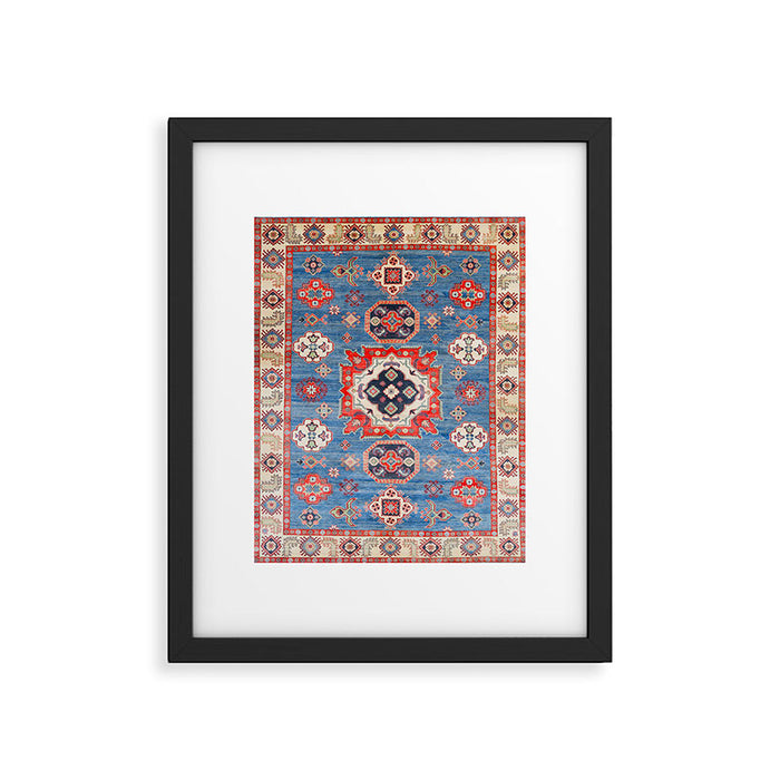 Blue Starblaze Handmade Kazak Rug Framed Art Print Gallery Image 1
