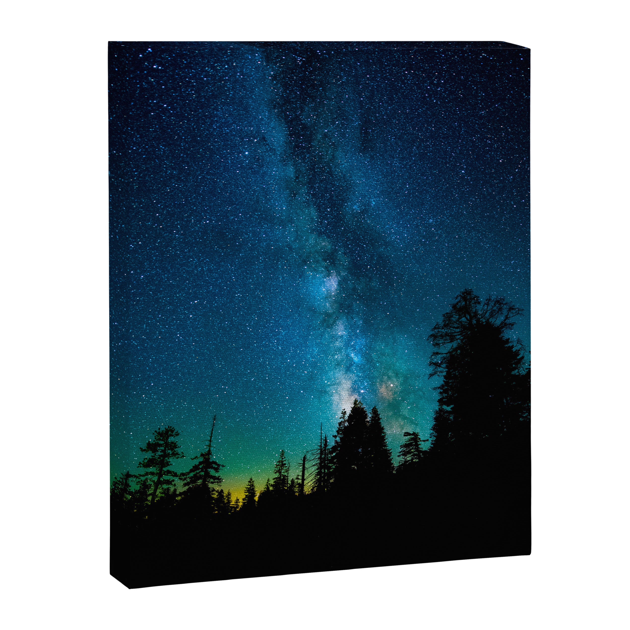Blue White Milky Way Galaxy At Night Stars At Night Black Trees Silhouette Canvas Print Gallery Image 6