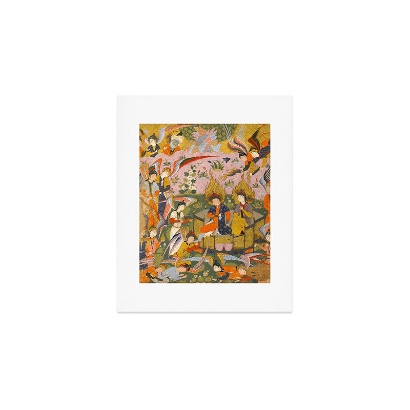 (Book of omens) Angels bow before Adam and Eve in Paradise Islamic Antique Art  Art Print Gallery Image 1