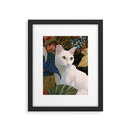 Botanical White Cat Framed Art Print Gallery Image 5