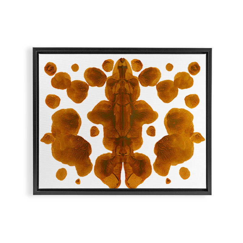 Brown Ocher Inkblot Pattern Framed Canvas Print Gallery Image 2