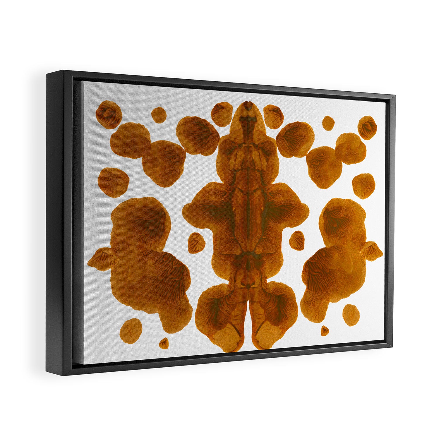 Brown Ocher Inkblot Pattern Framed Canvas Print Gallery Image 6