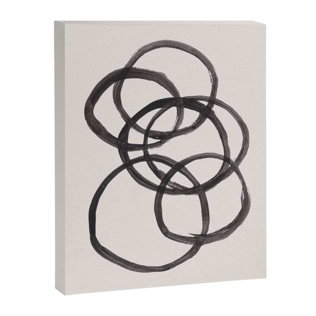 Bubble Rings Minimalist Modern Mid Century Black Ink Spirals Funky Nesting Rings Canvas Print Gallery Image 6