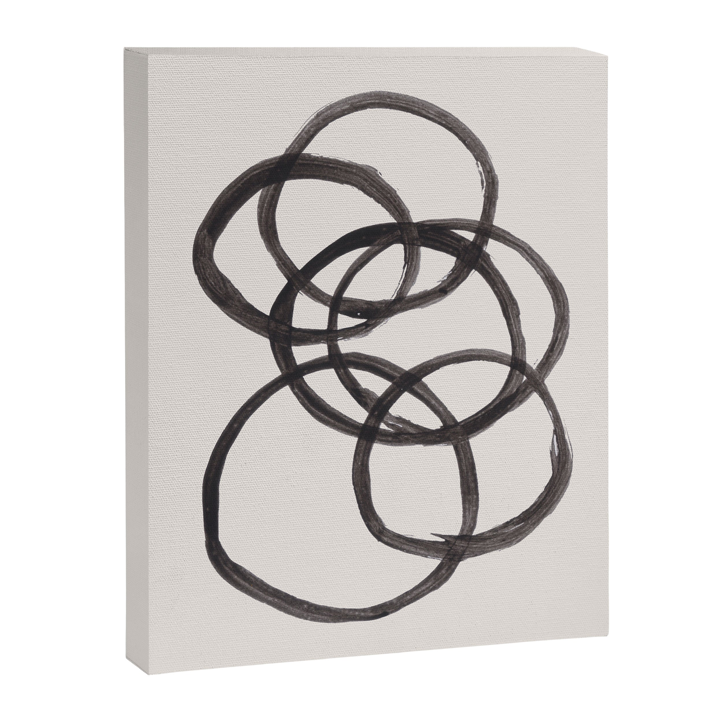 Bubble Rings Minimalist Modern Mid Century Black Ink Spirals Funky Nesting Rings Canvas Print Gallery Image 6