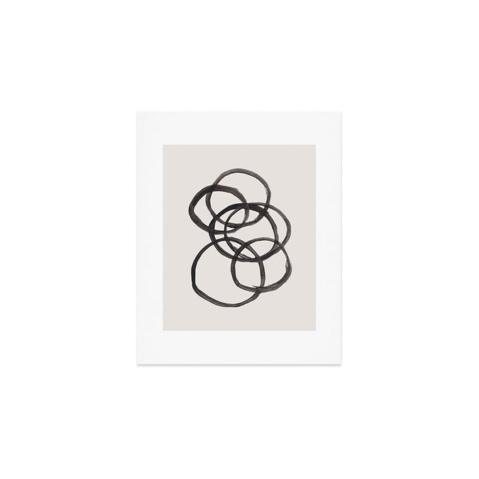 Bubble Rings Minimalist Modern Mid Century Black Ink Spirals Funky Nesting Rings Art Print Gallery Image 1