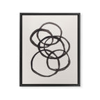 Bubble Rings Minimalist Modern Mid Century Black Ink Spirals Funky Nesting Rings Framed Canvas Print Gallery Image 6