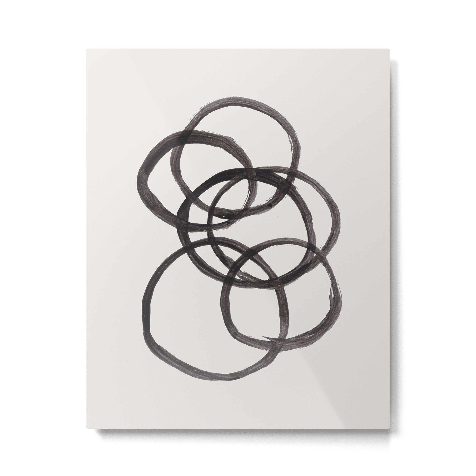 Bubble Rings Minimalist Modern Mid Century Black Ink Spirals Funky Nesting Rings Metal Print Gallery Image 4