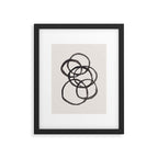 Bubble Rings Minimalist Modern Mid Century Black Ink Spirals Funky Nesting Rings Framed Art Print Gallery Image 5