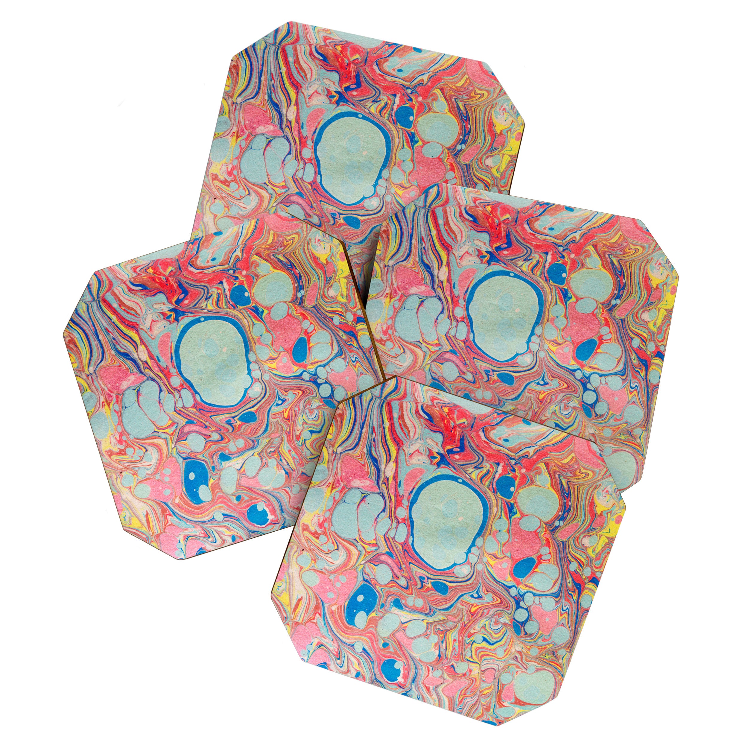 Bubblegum Candy Colors Jawbreaker Layers Pour painting Liquid Colors Funky Psychedelic Lava Lamp Coaster Gallery Image 1