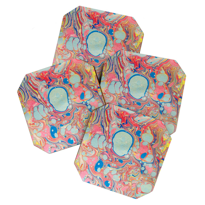 Bubblegum Candy Colors Jawbreaker Layers Pour painting Liquid Colors Funky Psychedelic Lava Lamp Coaster Gallery Image 1
