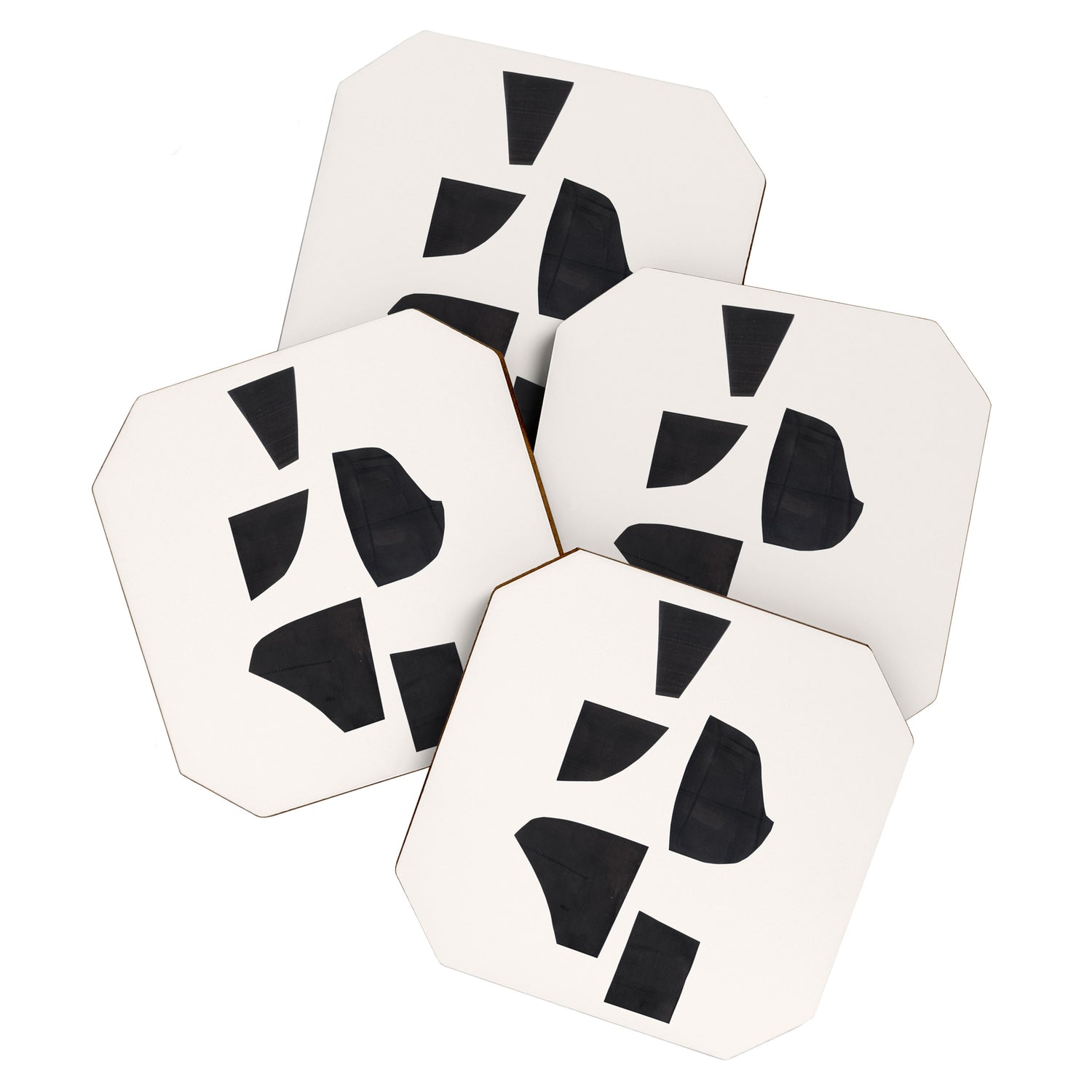 Bump & Kiss Minimalist Modern Mid Century Black Organic Shapes Pattern Paper Collage Coaster Gallery Image 1