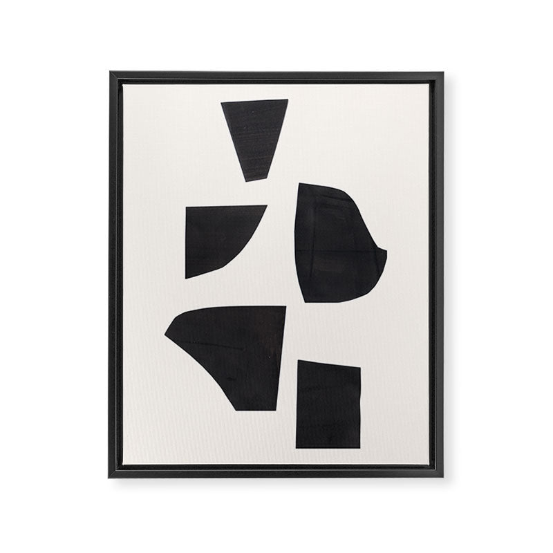 Bump & Kiss Minimalist Modern Mid Century Black Organic Shapes Pattern Paper Collage Framed Canvas Print Gallery Image 6