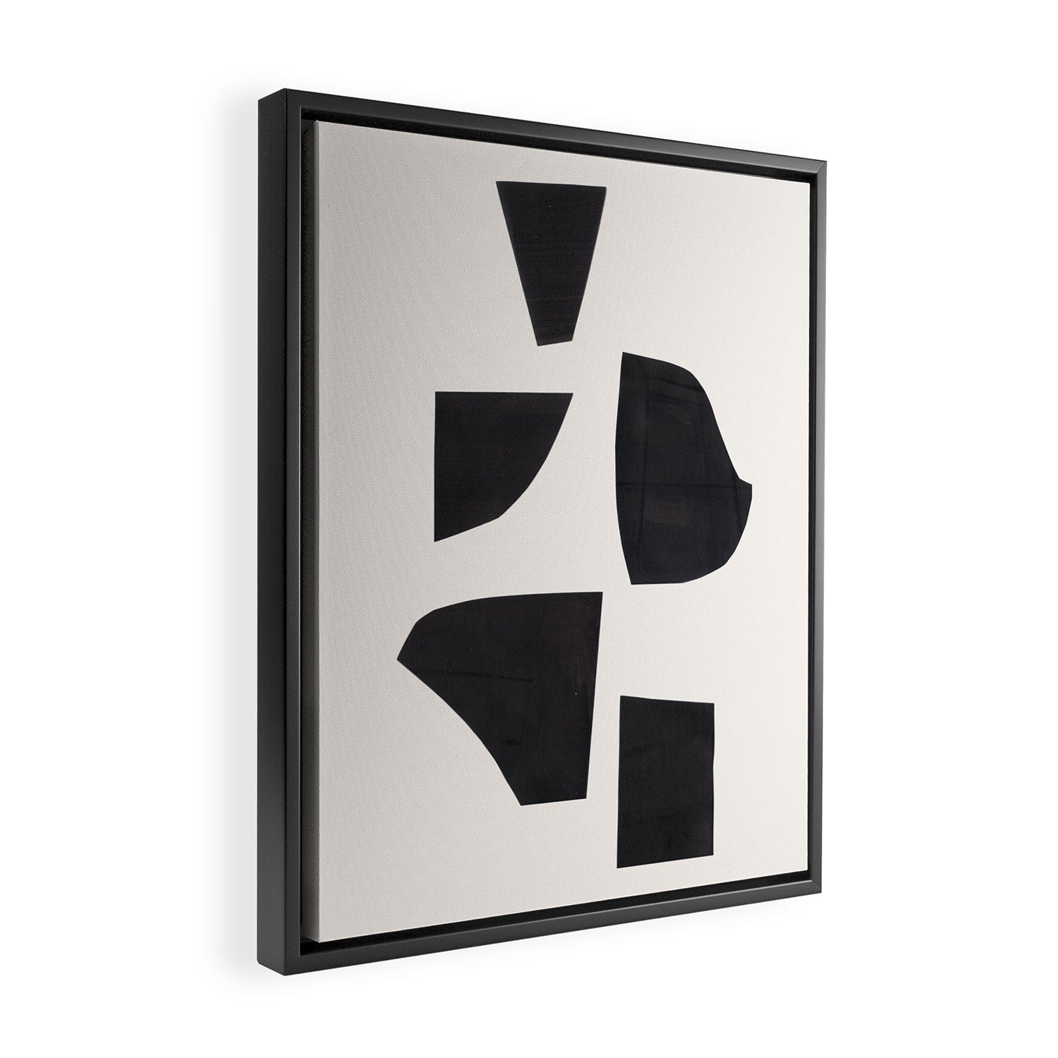 Bump & Kiss Minimalist Modern Mid Century Black Organic Shapes Pattern Paper Collage Framed Canvas Print Gallery Image 2