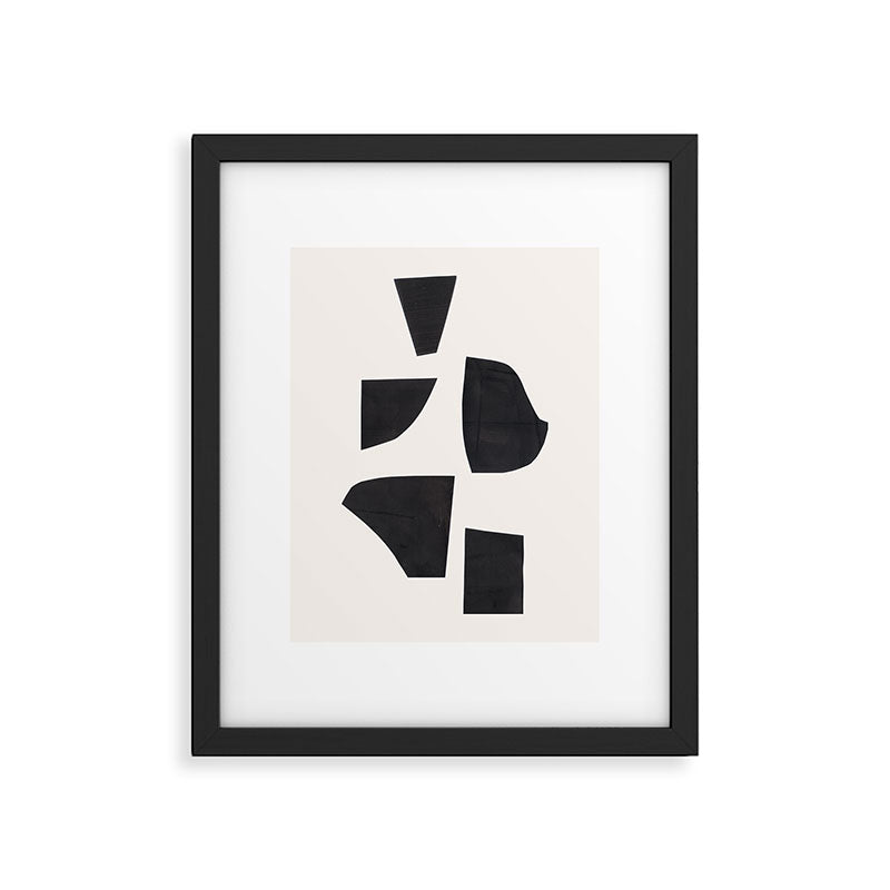 Bump & Kiss Minimalist Modern Mid Century Black Organic Shapes Pattern Paper Collage Framed Art Print Gallery Image 5