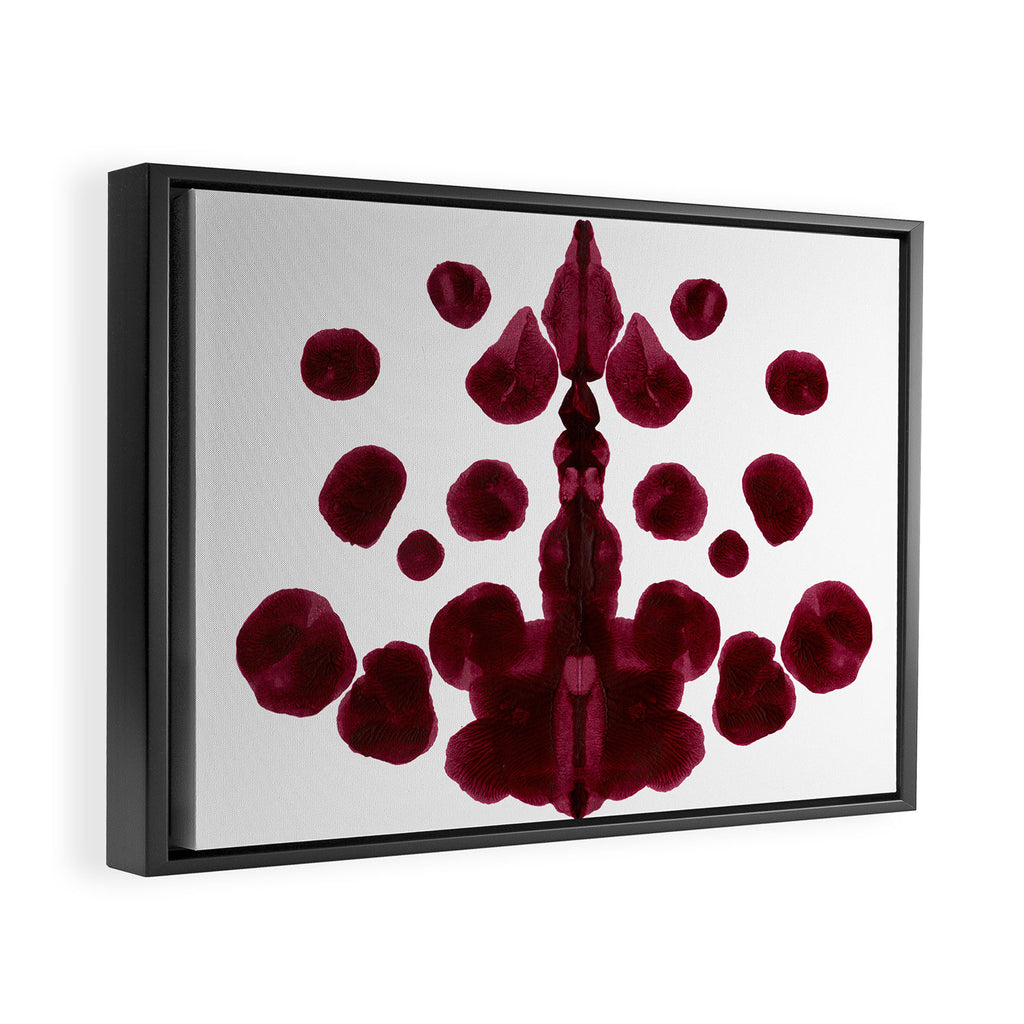 Burgundy Inkblot Pattern Rorschach Test Framed Canvas Print Gallery Image 6
