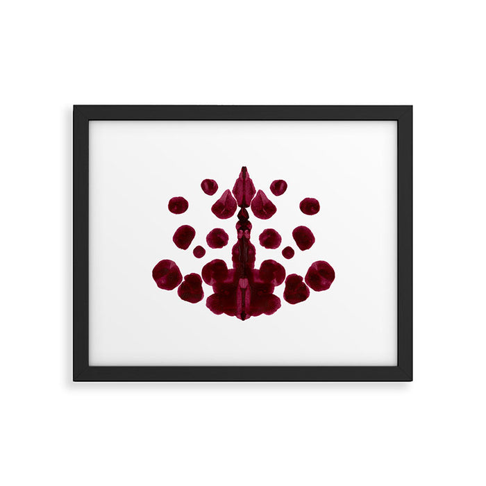 Burgundy Inkblot Pattern Rorschach Test Framed Art Print Gallery Image 1