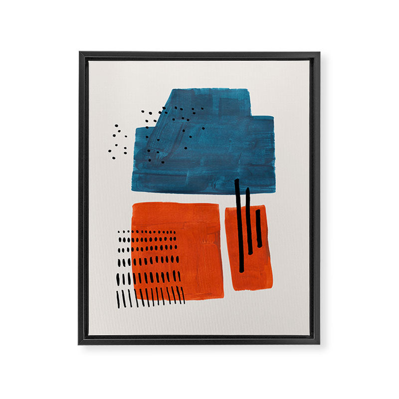 Burnt Orange Jewel Teal Blue Mid Century Modern Funky Colorful Shapes Patterns by Ejaaz Haniff Framed Canvas Print Gallery Image 6