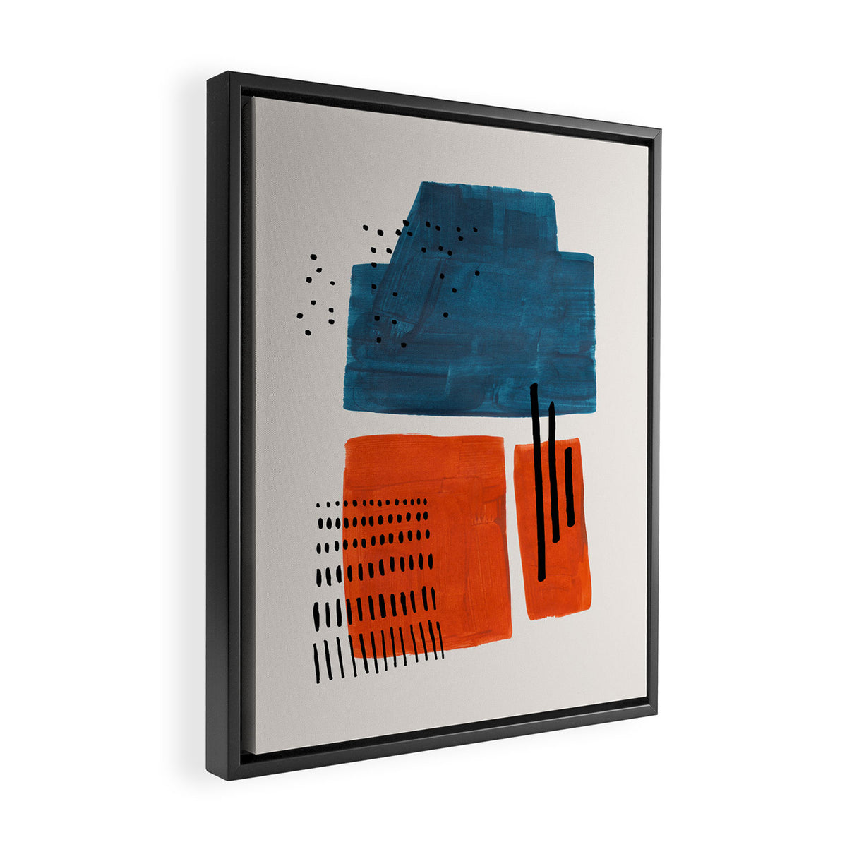 Burnt Orange Jewel Teal Blue Mid Century Modern Funky Colorful Shapes Patterns by Ejaaz Haniff Framed Canvas Print Gallery Image 2