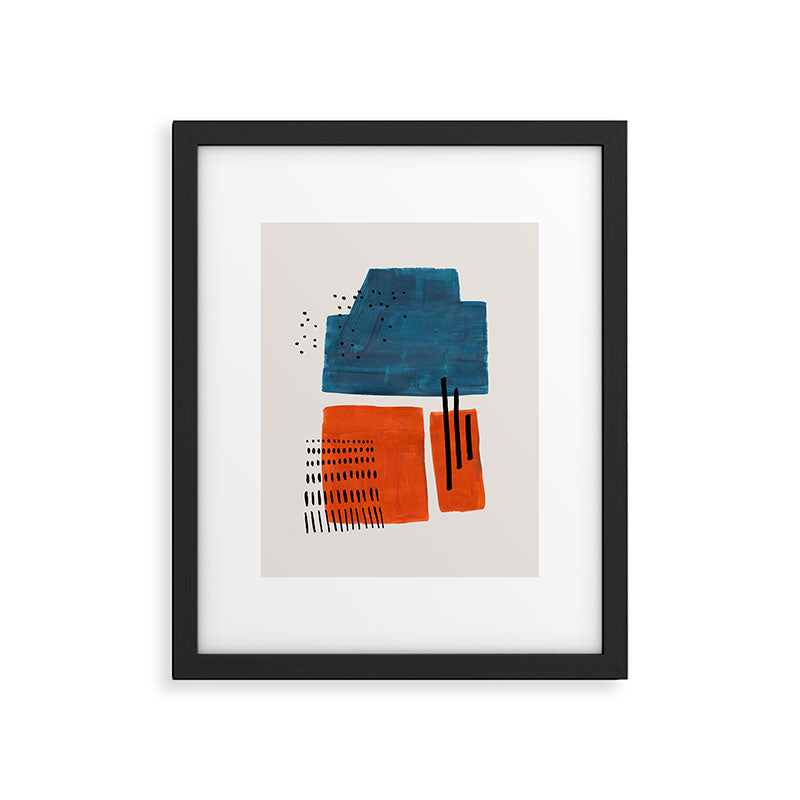 Burnt Orange Jewel Teal Blue Mid Century Modern Funky Colorful Shapes Patterns by Ejaaz Haniff Framed Art Print Gallery Image 5