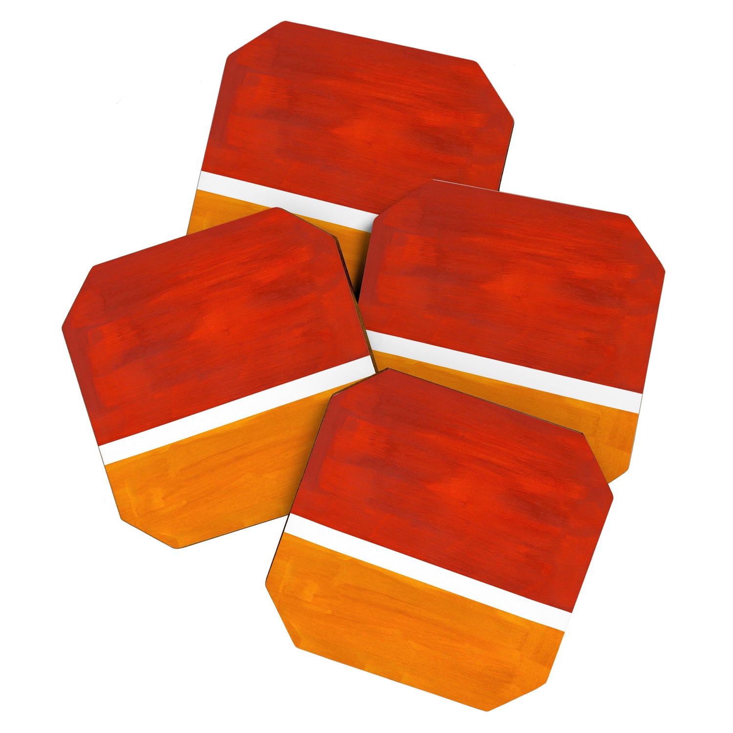 Burnt Orange Yellow Ochre Mid Century Modern Abstract Minimalist Rothko Color Field Squares Coaster Gallery Image 1
