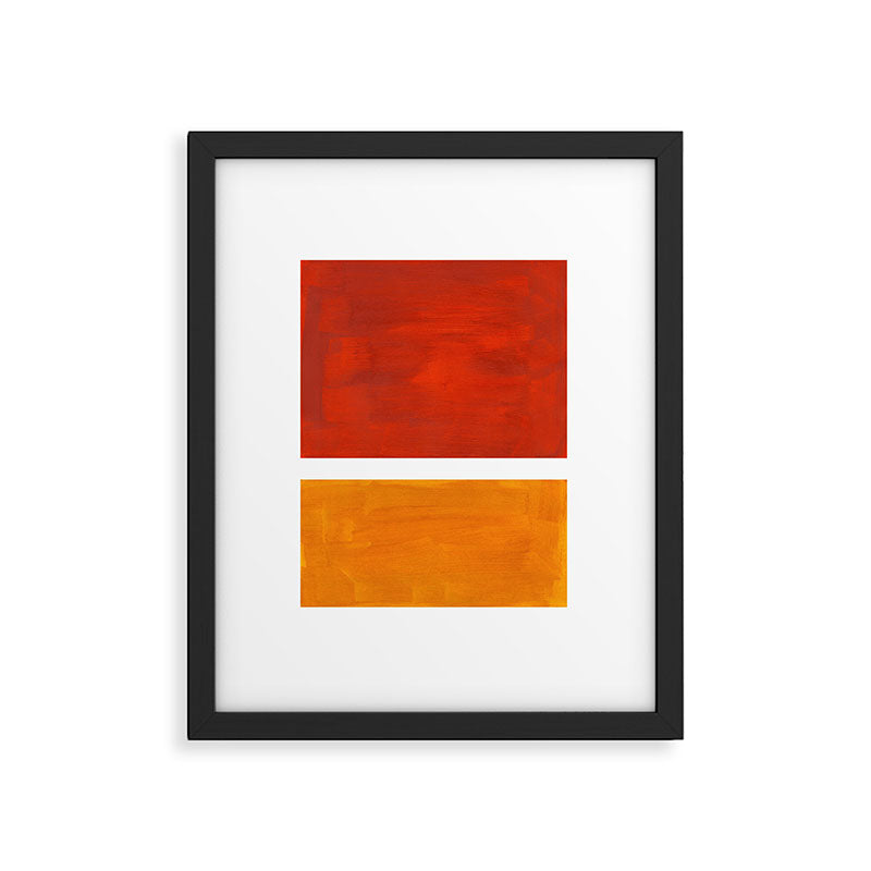 Burnt Orange Yellow Ochre Mid Century Modern Abstract Minimalist Rothko Color Field Squares Framed Art Print Gallery Image 5