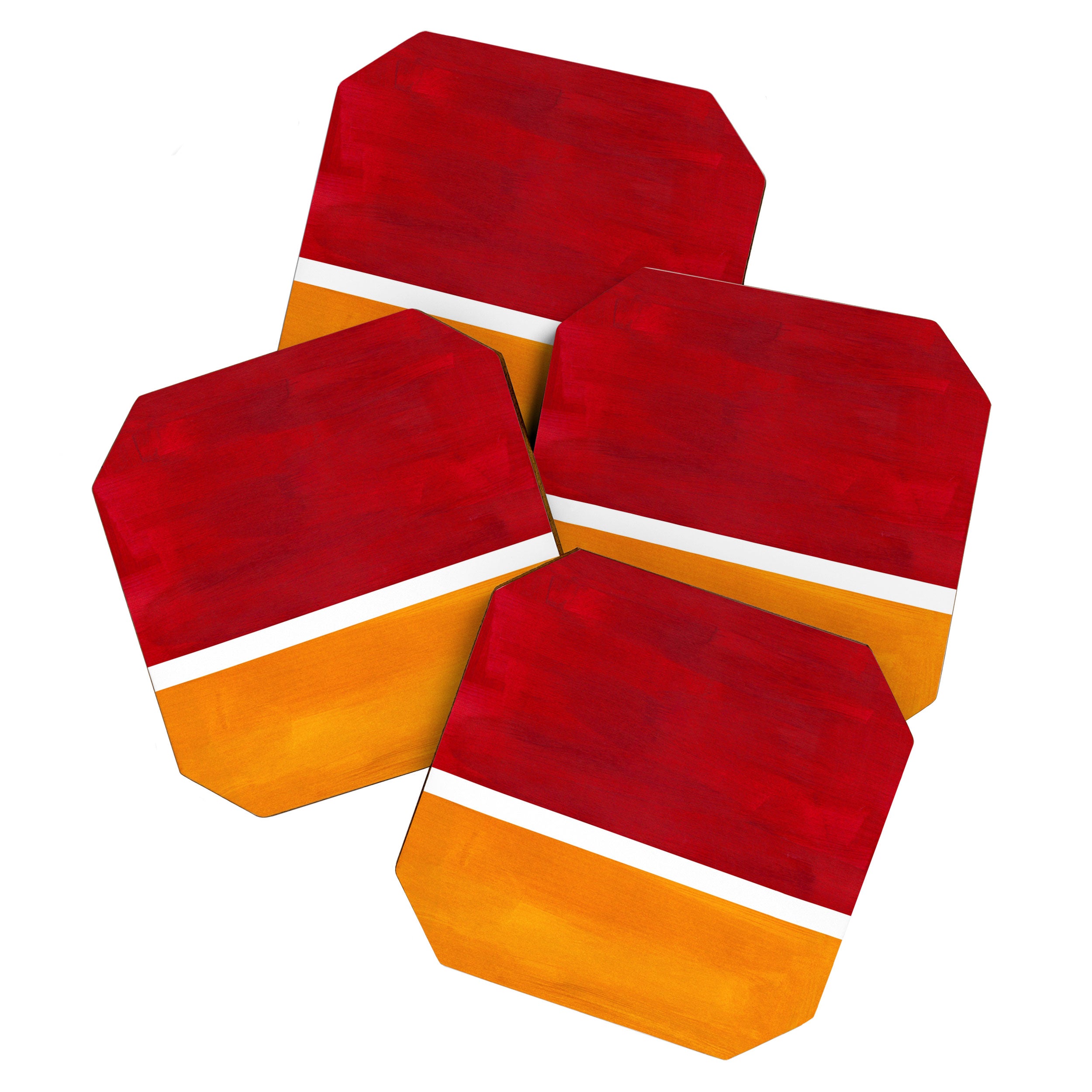 Burnt Red Yellow Ochre Mid Century Modern Abstract Minimalist Rothko Color Field Squares Coaster Gallery Image 1
